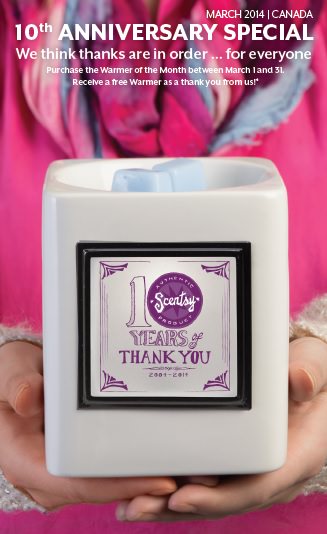 The Scentsy Warmer Of The Month For March 2014 - 10th Anniversary