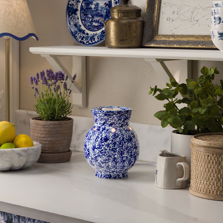 Blue Spongeware Scentsy Warmer Stylized 2