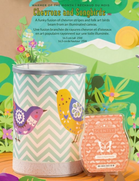 Chevrons and Songbirds - February 2017 Scentsy Warmer Of The Month