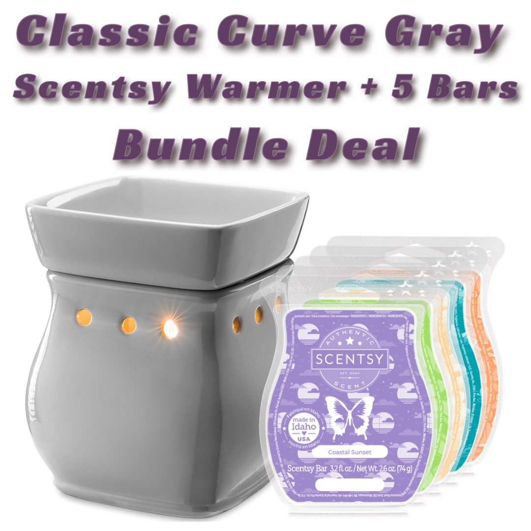Classic Curve Gloss Gray Scentsy Warmer and 5 Bars Bundle | Tanya Charette