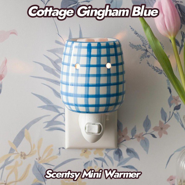 Cottage Gingham Blue Scentsy Mini Warmer