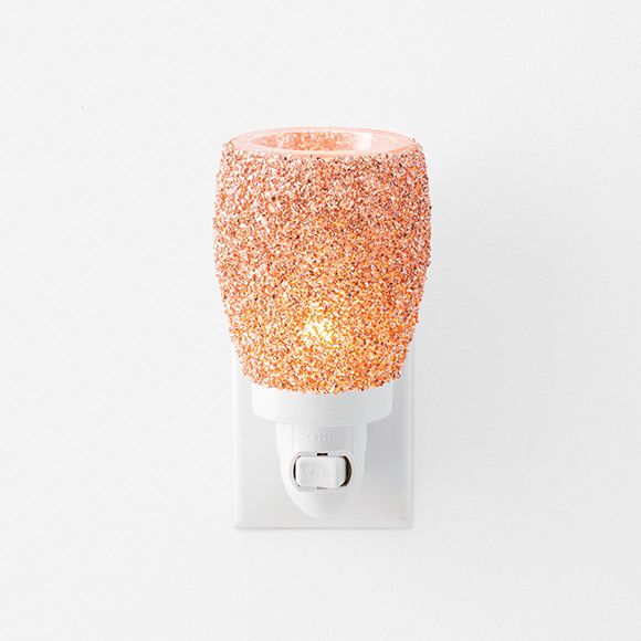 Glitter Rose Gold Mini Scentsy Warmer Lit