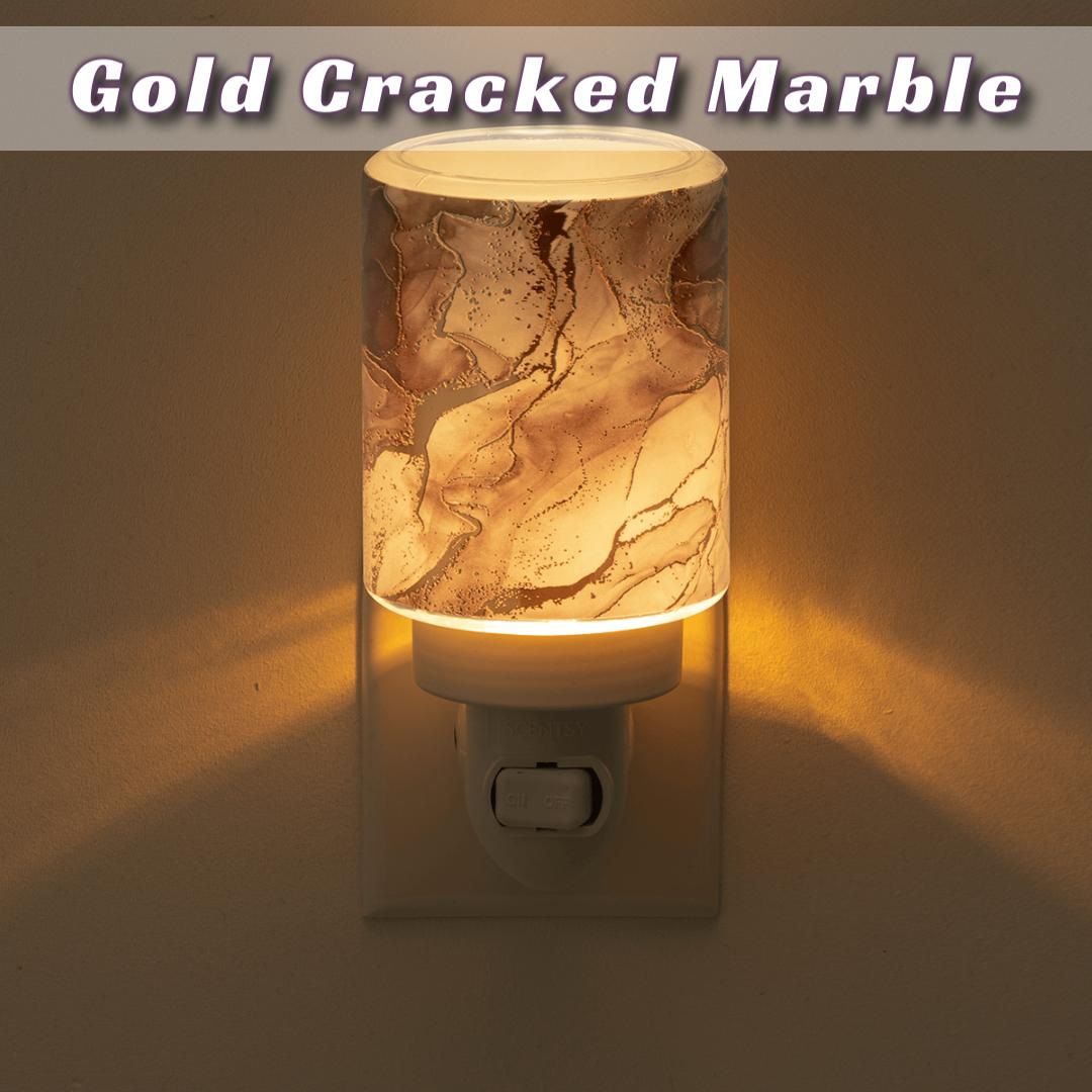 Gold Cracked marble Scentsy Mini Warmer Lit