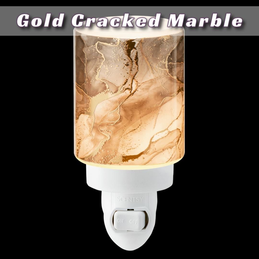 Gold Cracked marble Scentsy Mini Warmer Dark