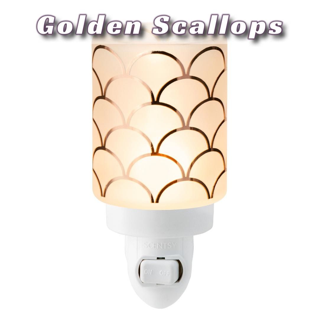 Golden Scallop Scentsy Mini Warmer Clear Lit
