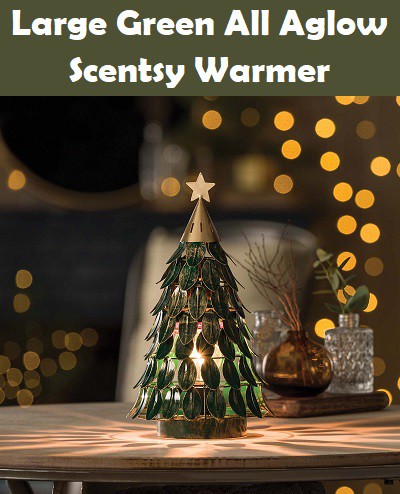 Large Green All Aglow Scentsy Christmas Tree Warmer