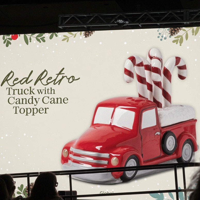 Retro Red Scentsy Truck with Candy Cane Topper Retro Red Scentsy Truck with Candy Cane Topper