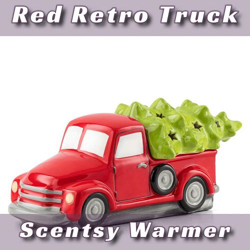 Retro Red Truck Scentsy Warmer | With Christmas Tree