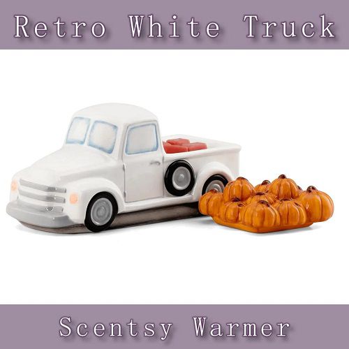 Retro White Truck Scentsy Warmer | Pumpkin Lid Off